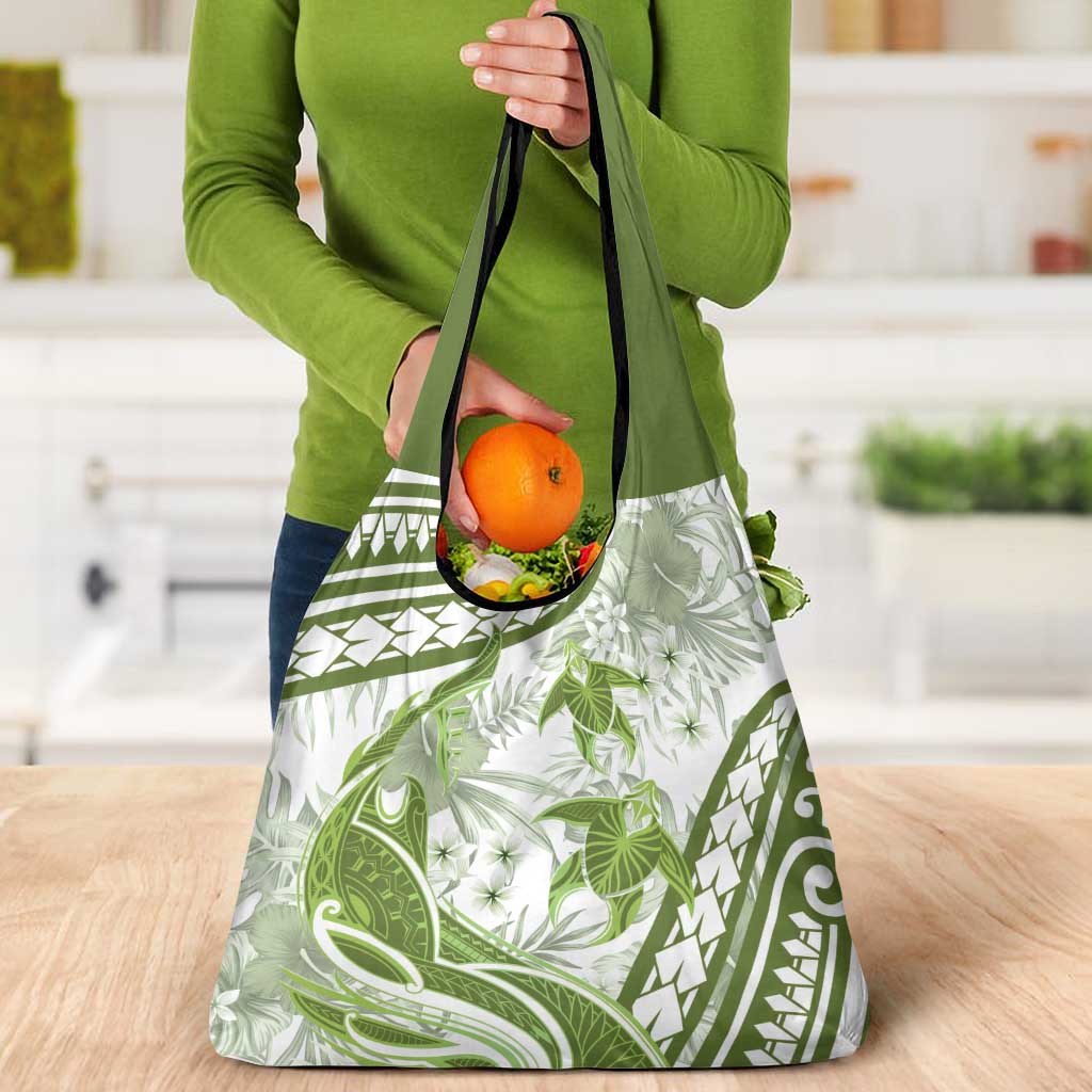 Lime Green Polynesia Grocery Bag Polynesian Turtle Shark Tattoo Tropical Vintage