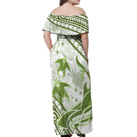 Lime Green Polynesia Off Shoulder Maxi Dress Polynesian Turtle Shark Tattoo Tropical Vintage LT14 - Polynesian Pride