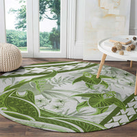 Lime Green Polynesia Round Carpet Polynesian Turtle Shark Tattoo Tropical Vintage LT14 - Polynesian Pride