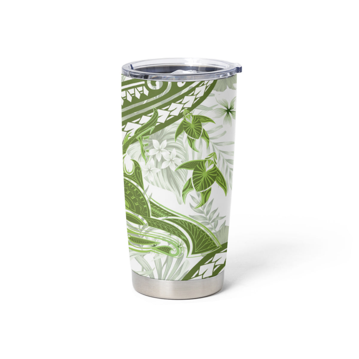 Lime Green Polynesia Tumbler Cup Polynesian Turtle Shark Tattoo Tropical Vintage