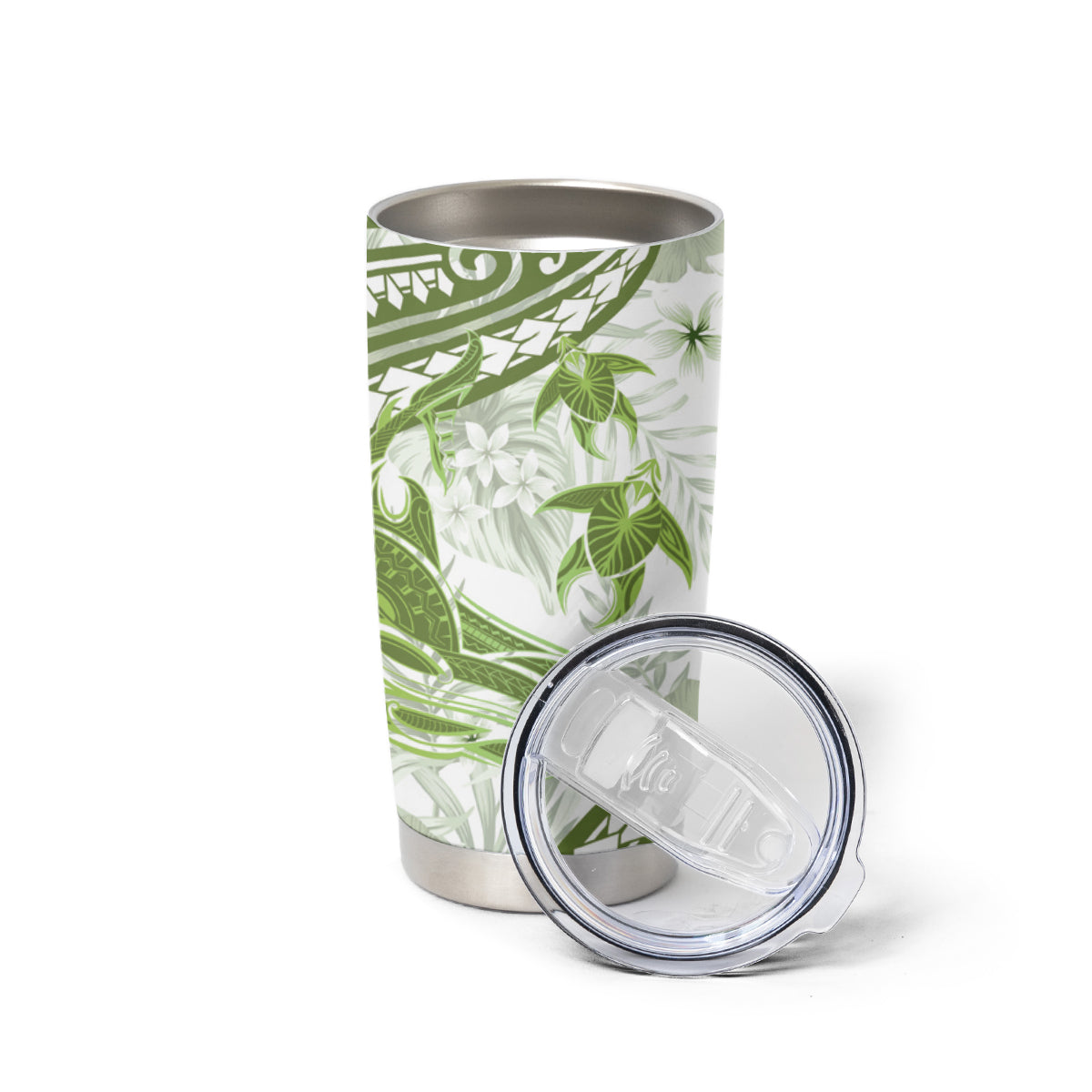 Lime Green Polynesia Tumbler Cup Polynesian Turtle Shark Tattoo Tropical Vintage