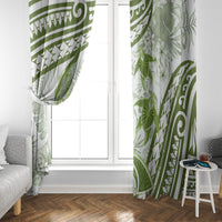 Lime Green Polynesia Window Curtain Polynesian Turtle Shark Tattoo Tropical Vintage