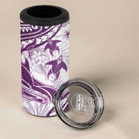 Purple Polynesia 4 in 1 Can Cooler Tumbler Polynesian Turtle Shark Tattoo Tropical Vintage