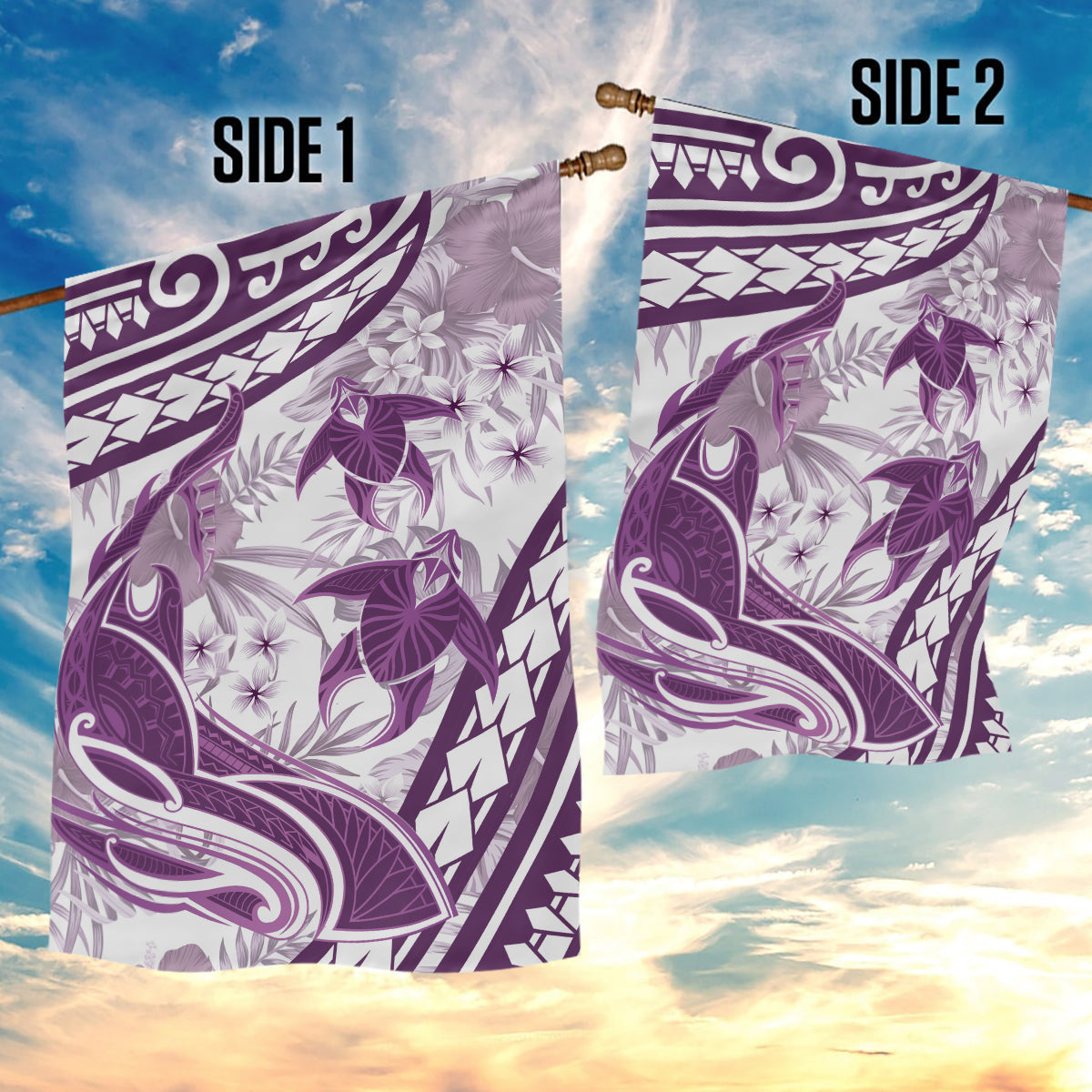 Purple Polynesia Garden Flag Polynesian Turtle Shark Tattoo Tropical Vintage LT14 - Polynesian Pride