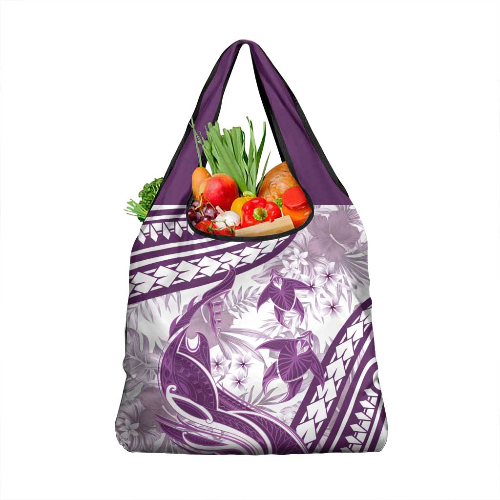 Purple Polynesia Grocery Bag Polynesian Turtle Shark Tattoo Tropical Vintage