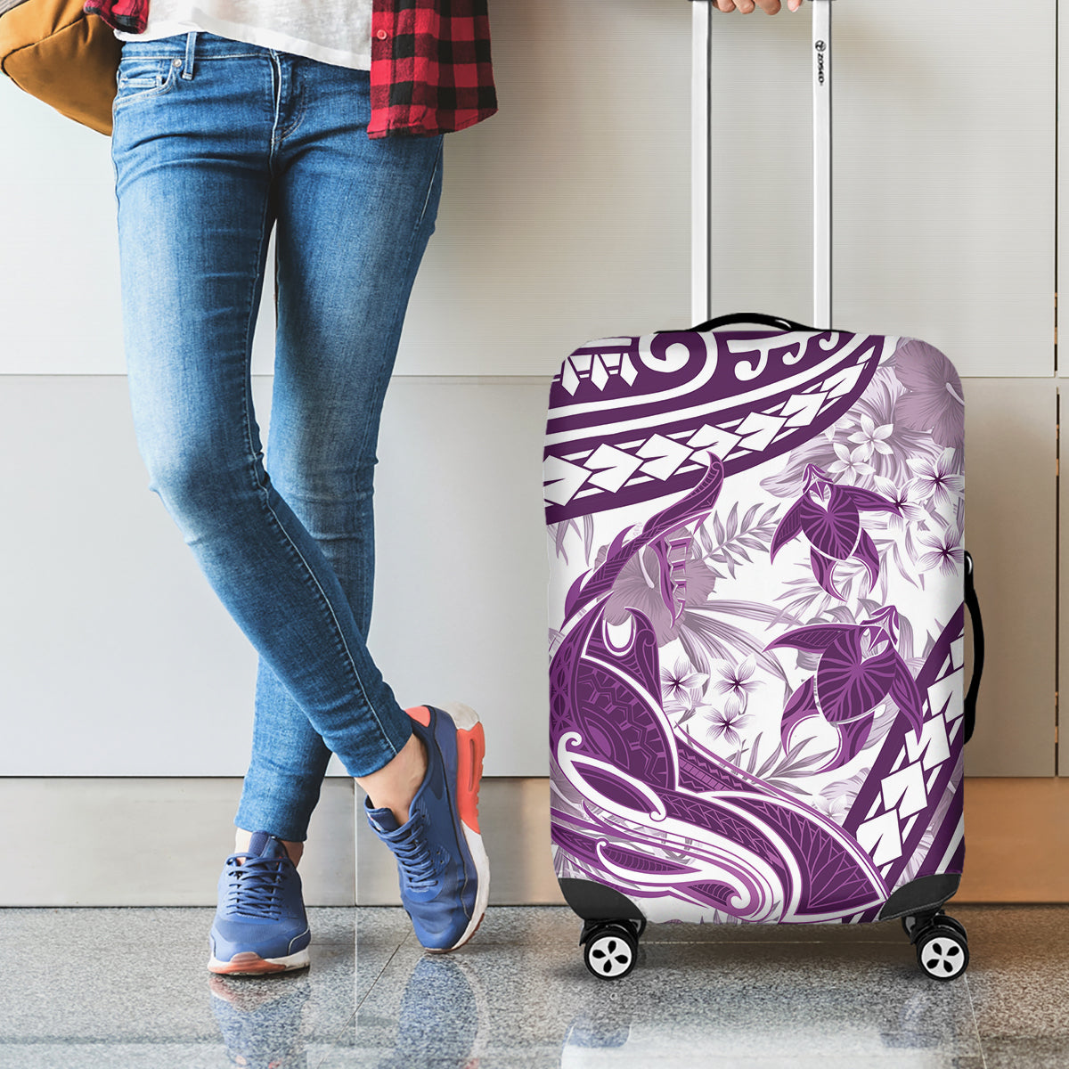 Purple Polynesia Luggage Cover Polynesian Turtle Shark Tattoo Tropical Vintage LT14 - Polynesian Pride