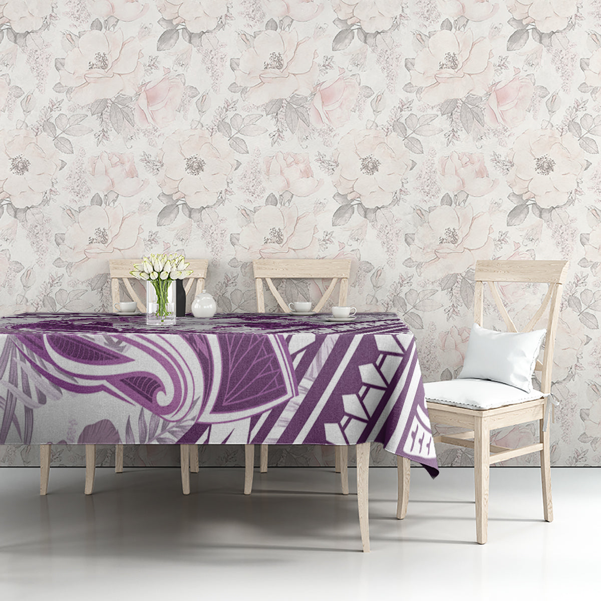 Purple Polynesia Tablecloth Polynesian Turtle Shark Tattoo Tropical Vintage LT14 - Polynesian Pride