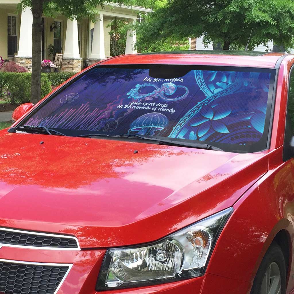 Polynesia Jellyfish Memorial Personalised Auto Sun Shade Infinity Jellies Polynesian Pattern