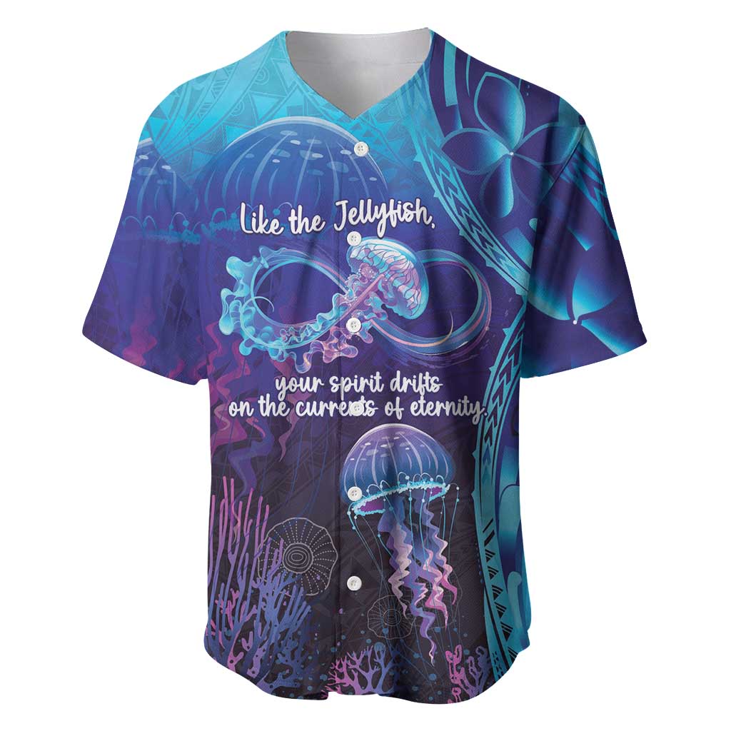 Polynesia Jellyfish Memorial Personalised Baseball Jersey Infinity Jellies Polynesian Pattern
