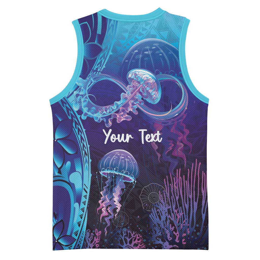 Polynesia Jellyfish Memorial Personalised Basketball Jersey Infinity Jellies Polynesian Pattern