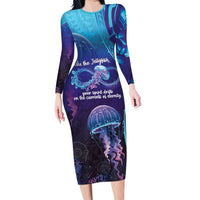 Polynesia Jellyfish Memorial Personalised Family Matching Long Sleeve Bodycon Dress and Hawaiian Shirt Infinity Jellies Polynesian Pattern
