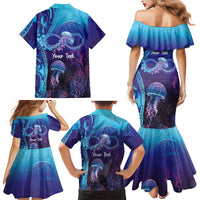 Polynesia Jellyfish Memorial Personalised Family Matching Mermaid Dress and Hawaiian Shirt Infinity Jellies Polynesian Pattern