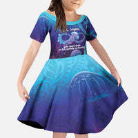 Polynesia Jellyfish Memorial Personalised Family Matching Puletasi and Hawaiian Shirt Infinity Jellies Polynesian Pattern LT14 Daughter's Dress Purple - Polynesian Pride