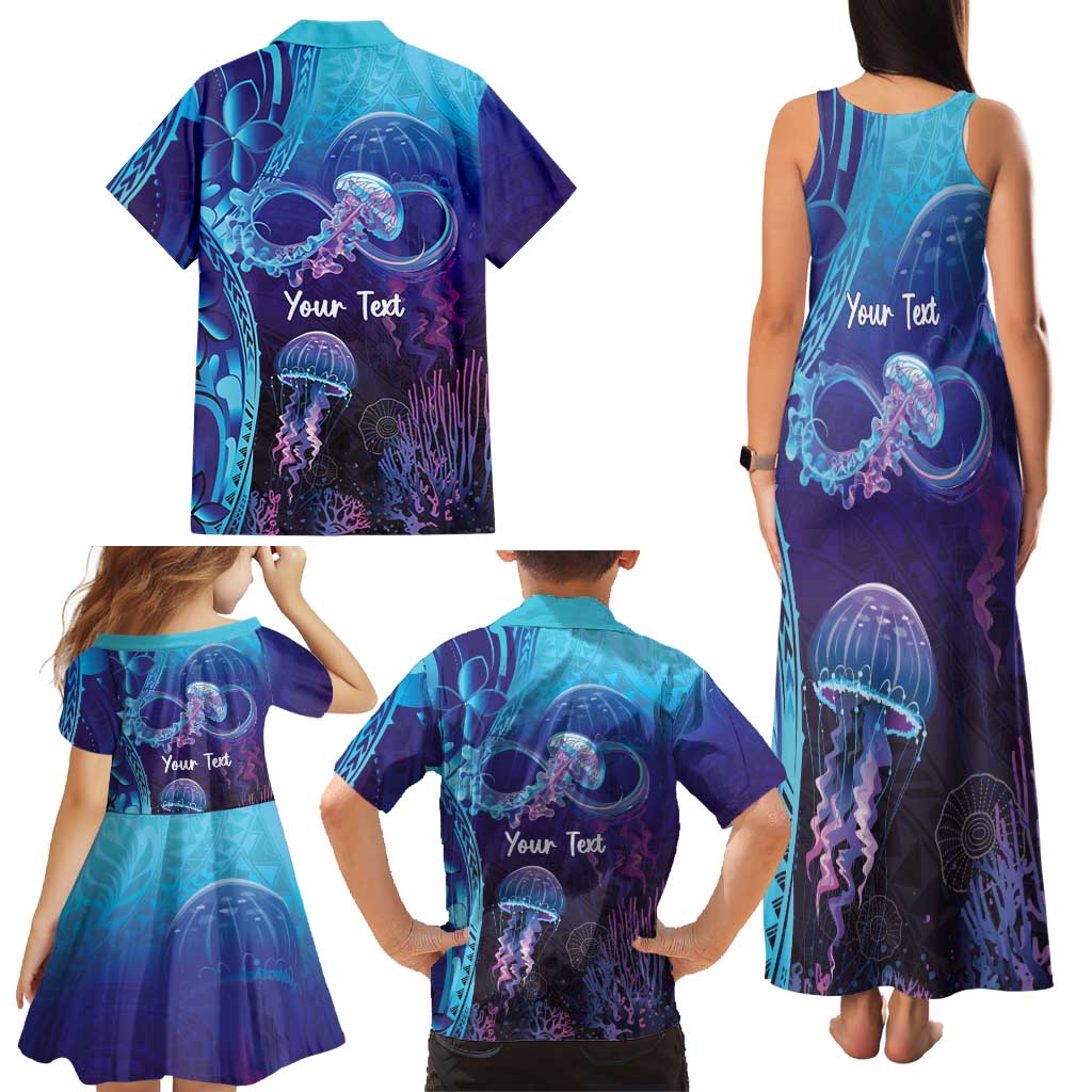 Polynesia Jellyfish Memorial Personalised Family Matching Tank Maxi Dress and Hawaiian Shirt Infinity Jellies Polynesian Pattern