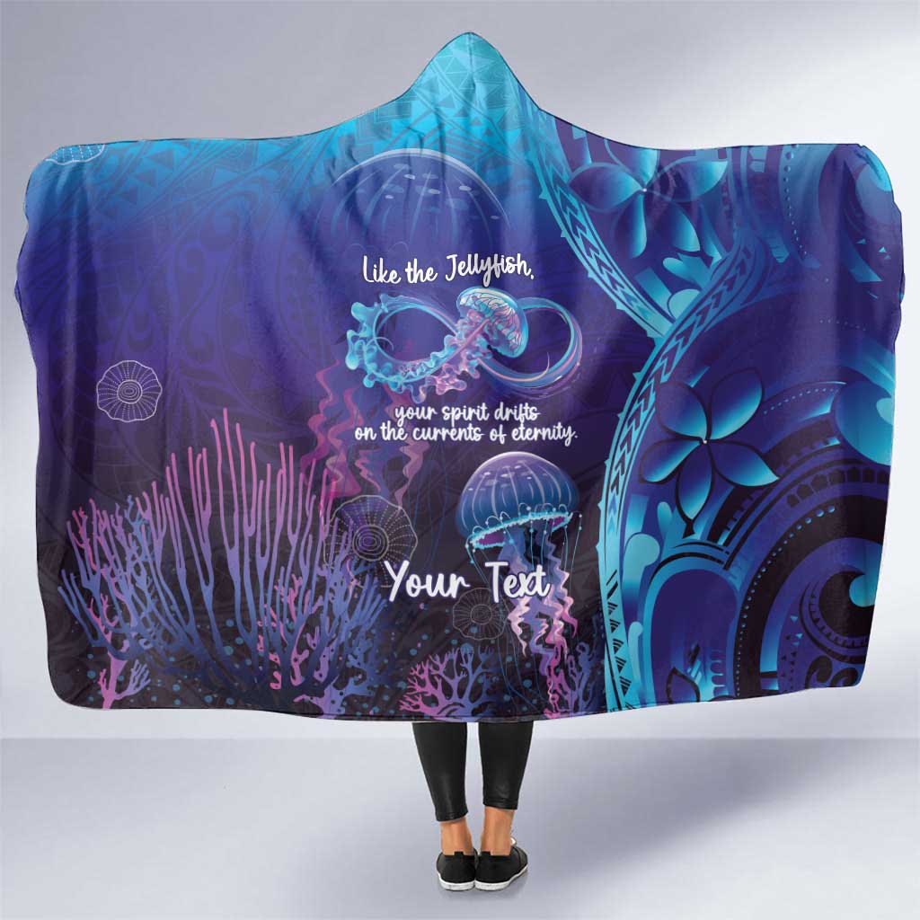 Polynesia Jellyfish Memorial Personalised Hooded Blanket Infinity Jellies Polynesian Pattern