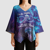 Polynesia Jellyfish Memorial Personalised Kimono Sleeve Blouse Infinity Jellies Polynesian Pattern