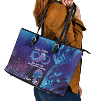 Polynesia Jellyfish Memorial Personalised Leather Tote Bag Infinity Jellies Polynesian Pattern
