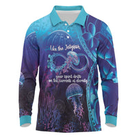 Polynesia Jellyfish Memorial Personalised Long Sleeve Polo Shirt Infinity Jellies Polynesian Pattern