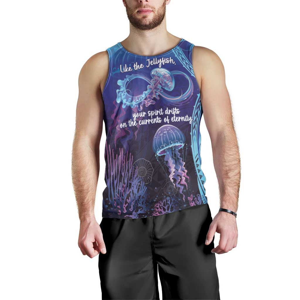 Polynesia Jellyfish Memorial Personalised Men Tank Top Infinity Jellies Polynesian Pattern