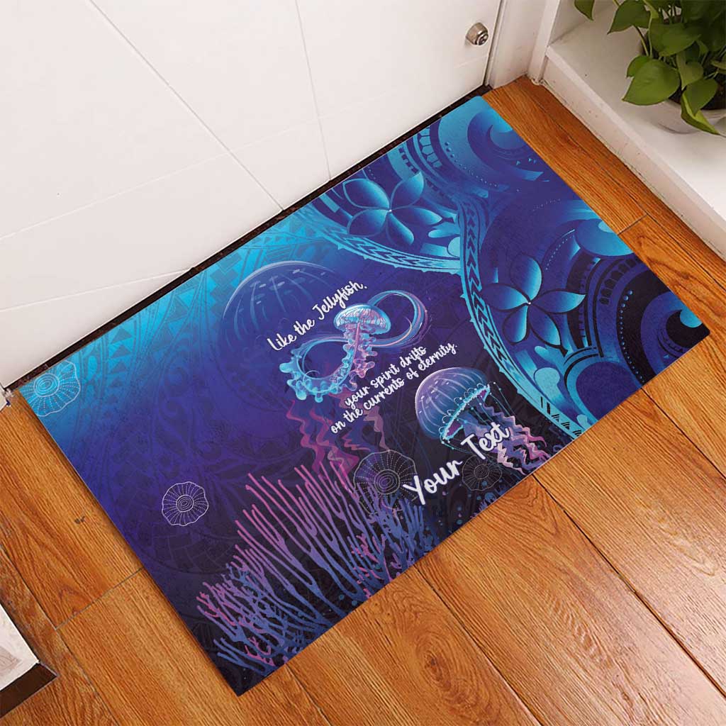 Polynesia Jellyfish Memorial Personalised Rubber Doormat Infinity Jellies Polynesian Pattern