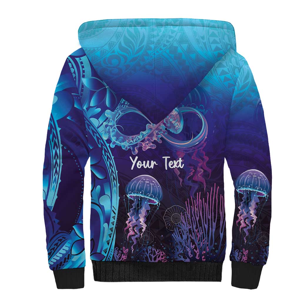 Polynesia Jellyfish Memorial Personalised Sherpa Hoodie Infinity Jellies Polynesian Pattern