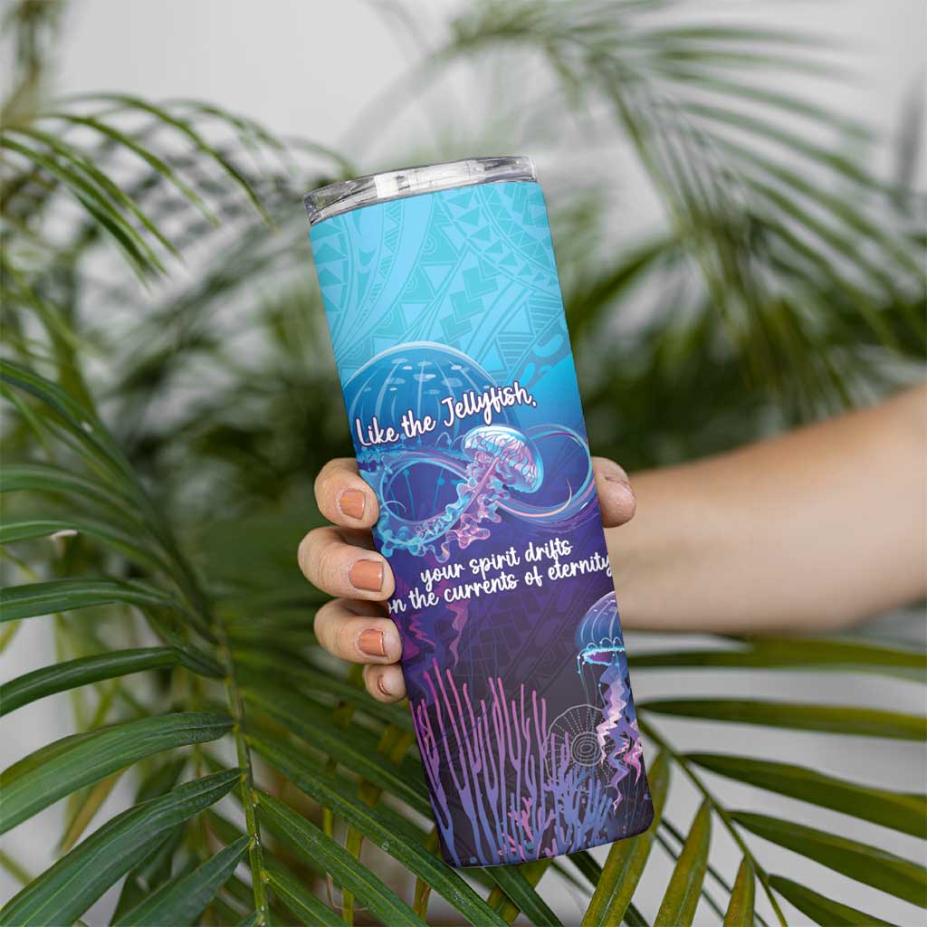 Polynesia Jellyfish Memorial Personalised Skinny Tumbler Infinity Jellies Polynesian Pattern