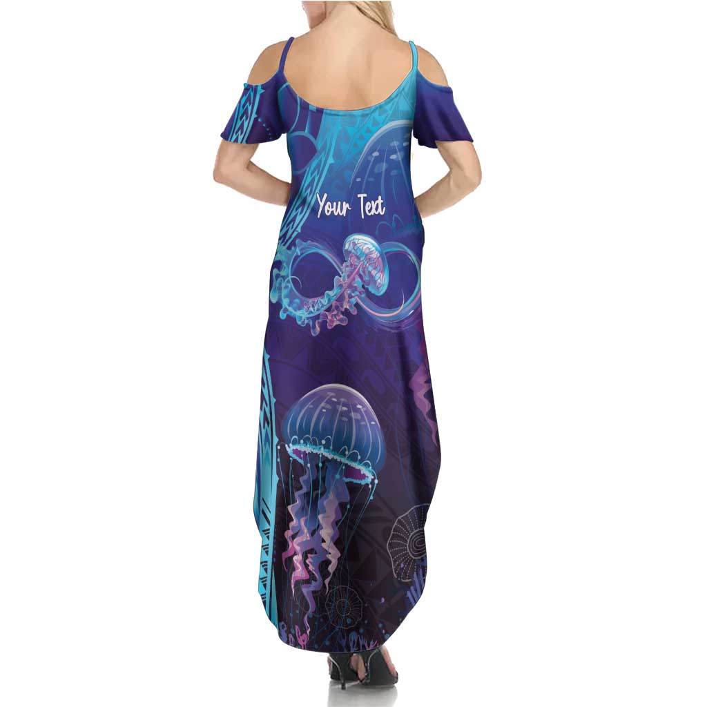 Polynesia Jellyfish Memorial Personalised Summer Maxi Dress Infinity Jellies Polynesian Pattern