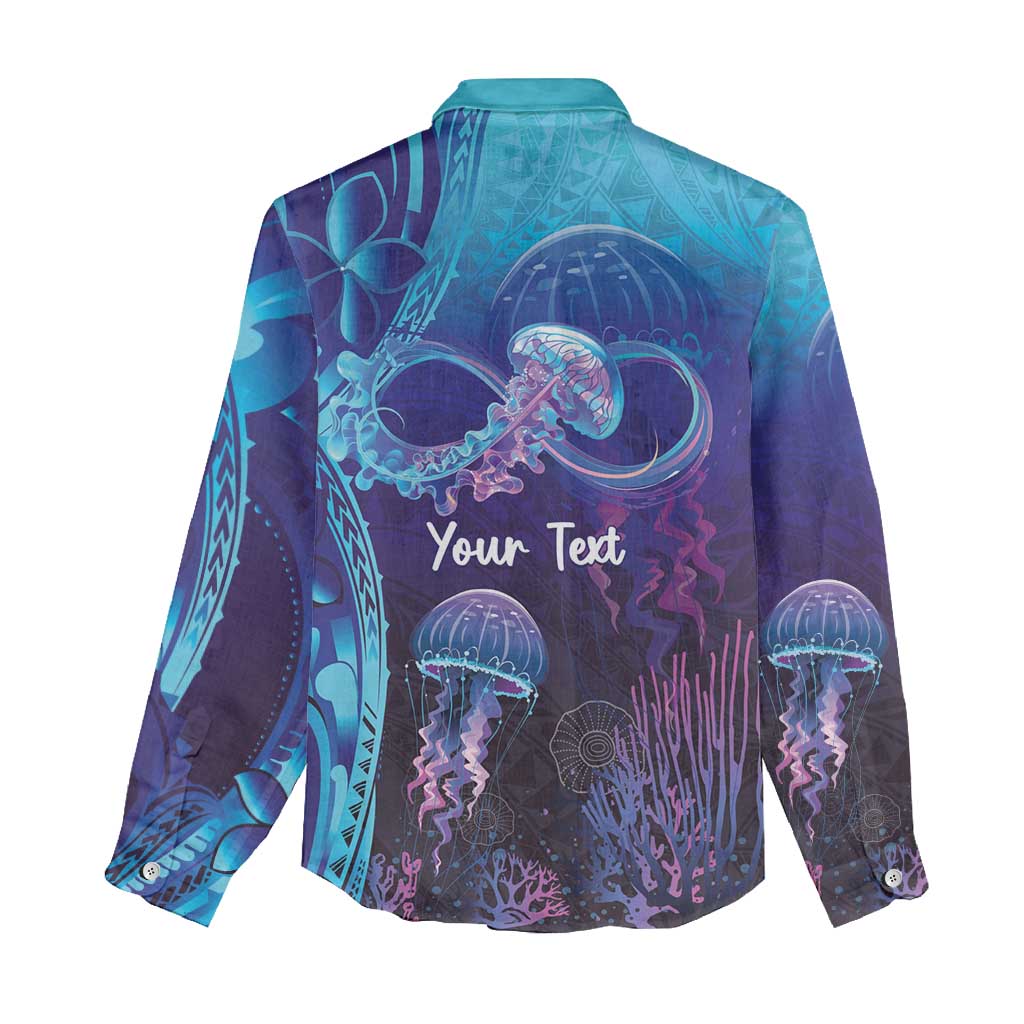 Polynesia Jellyfish Memorial Personalised Women Casual Shirt Infinity Jellies Polynesian Pattern