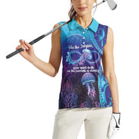 Polynesia Jellyfish Memorial Personalised Women Sleeveless Polo Shirt Infinity Jellies Polynesian Pattern
