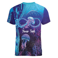 Polynesia Jellyfish Memorial Personalised Women V-Neck T-Shirt Infinity Jellies Polynesian Pattern LT14 - Polynesian Pride