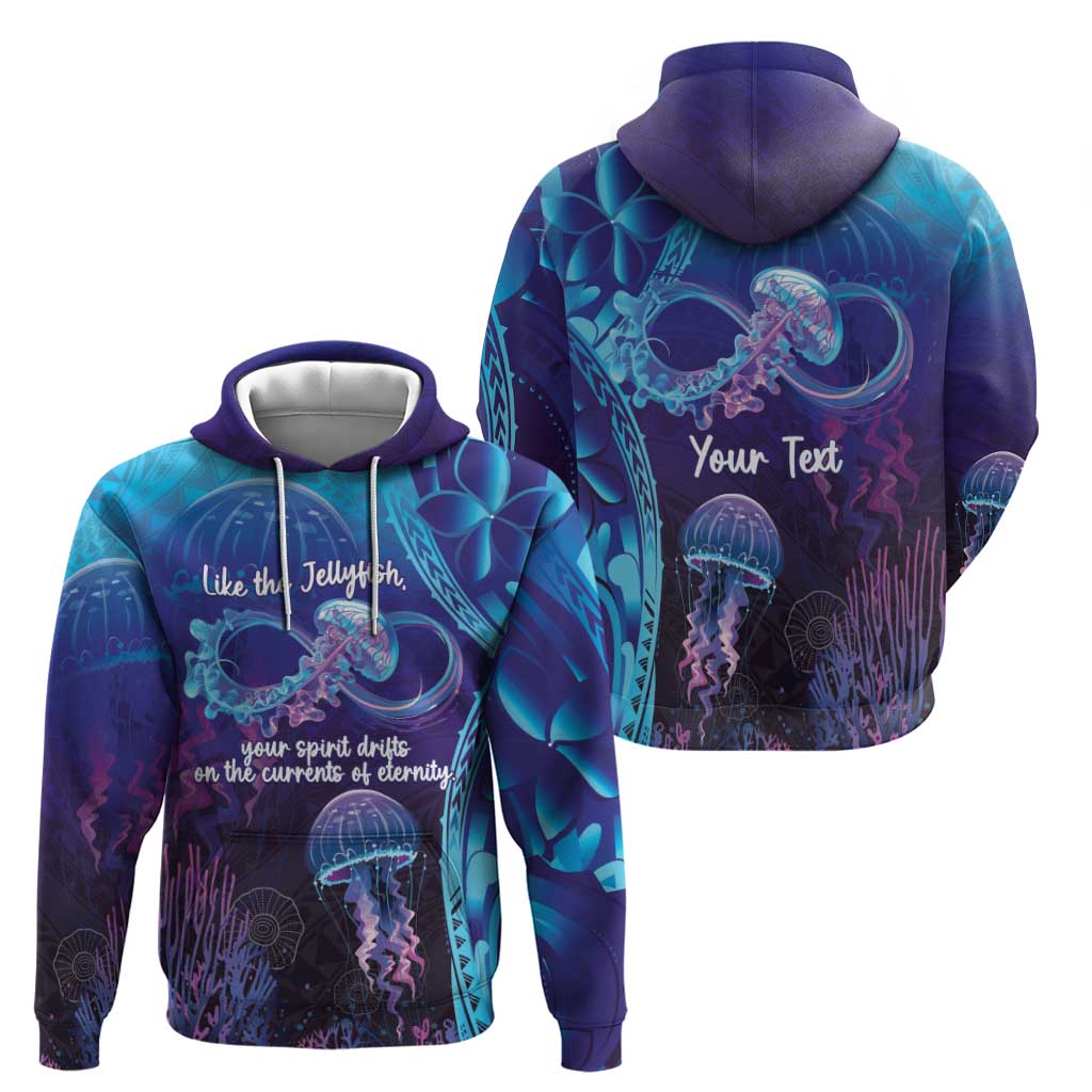 Polynesia Jellyfish Memorial Personalised Zip Hoodie Infinity Jellies Polynesian Pattern