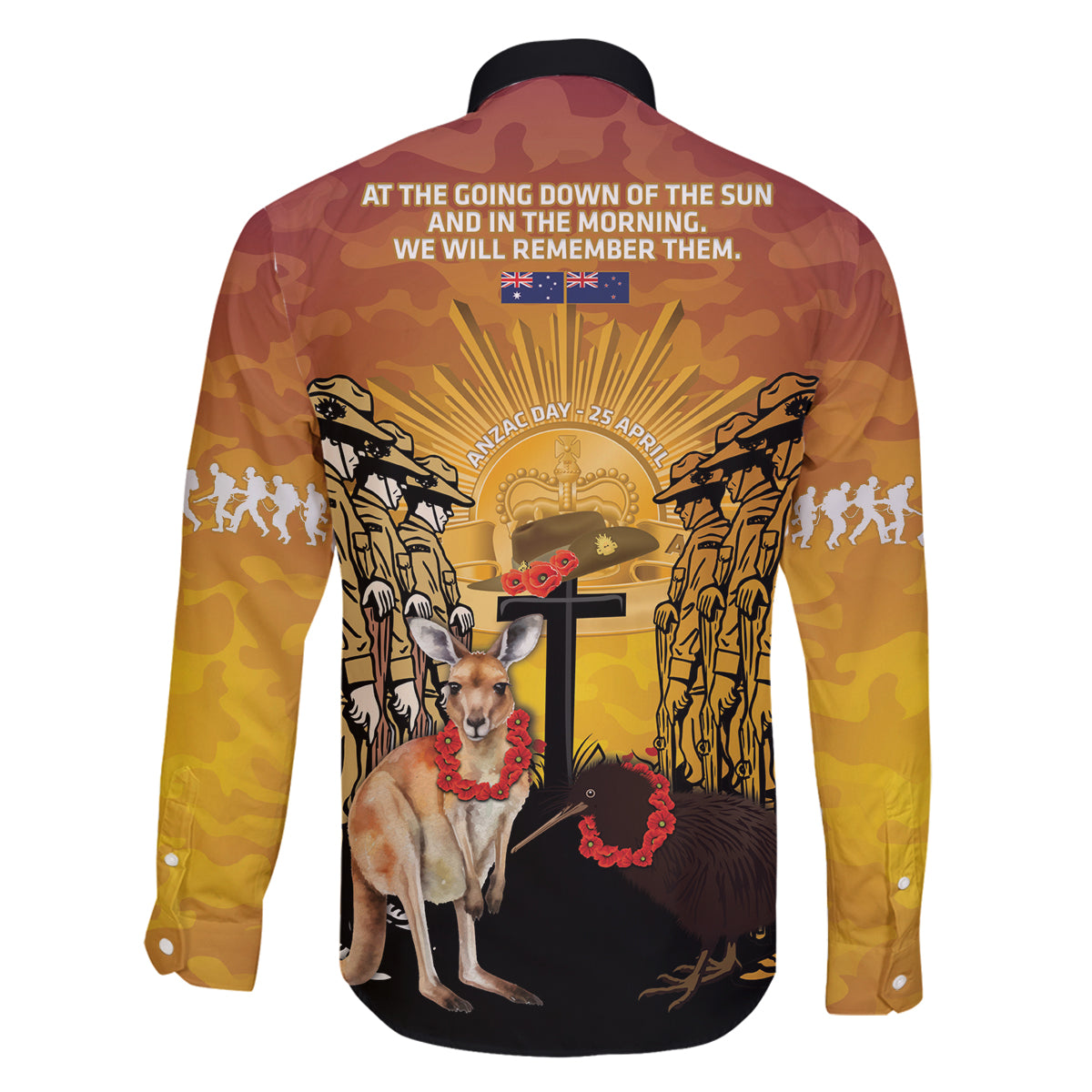 Australia And New Zealand ANZAC Family Matching Off The Shoulder Long Sleeve Dress and Hawaiian Shirt Aussie Kangaroo With Aotearoa Kiwi Lest We Forget