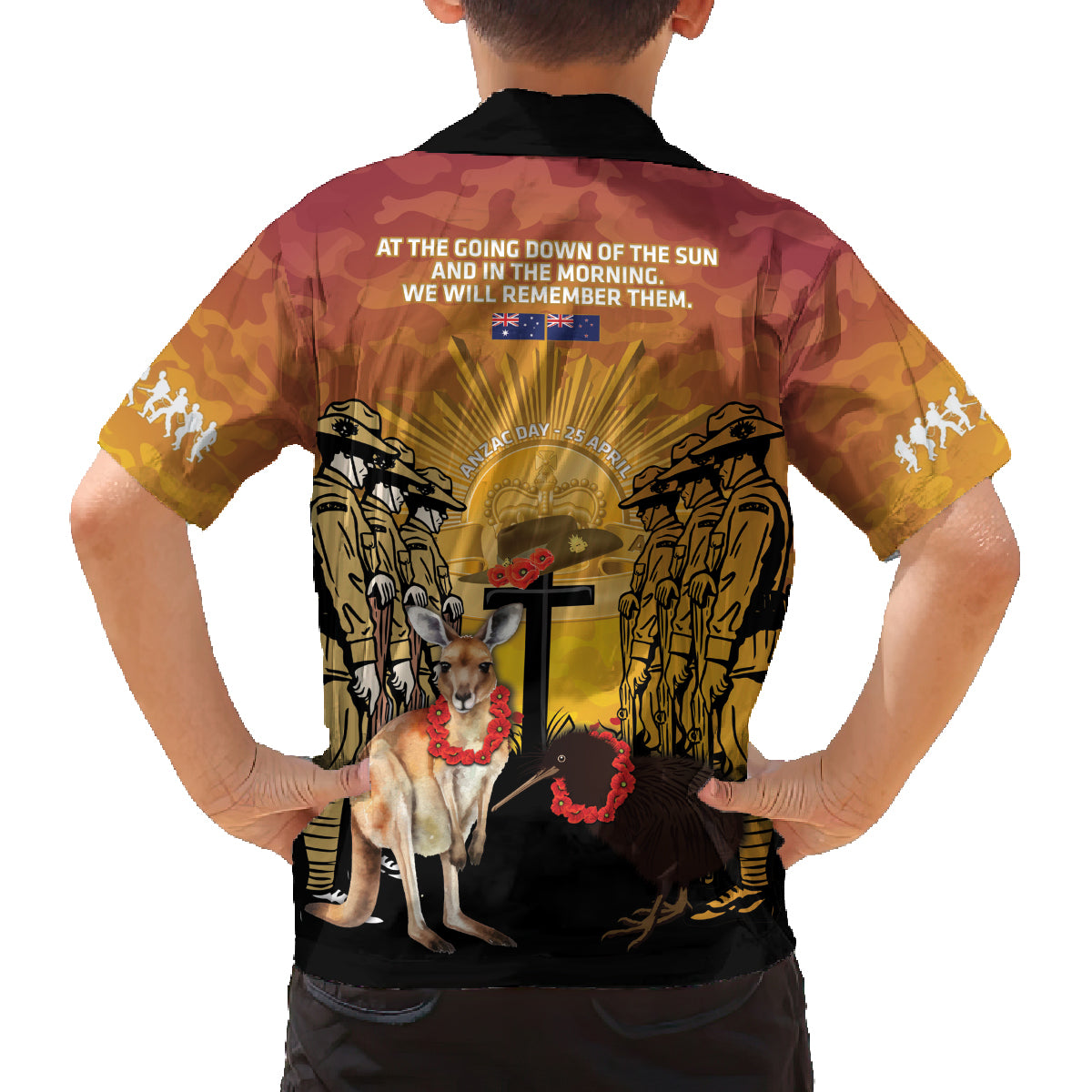 Australia And New Zealand ANZAC Family Matching Summer Maxi Dress and Hawaiian Shirt Aussie Kangaroo With Aotearoa Kiwi Lest We Forget