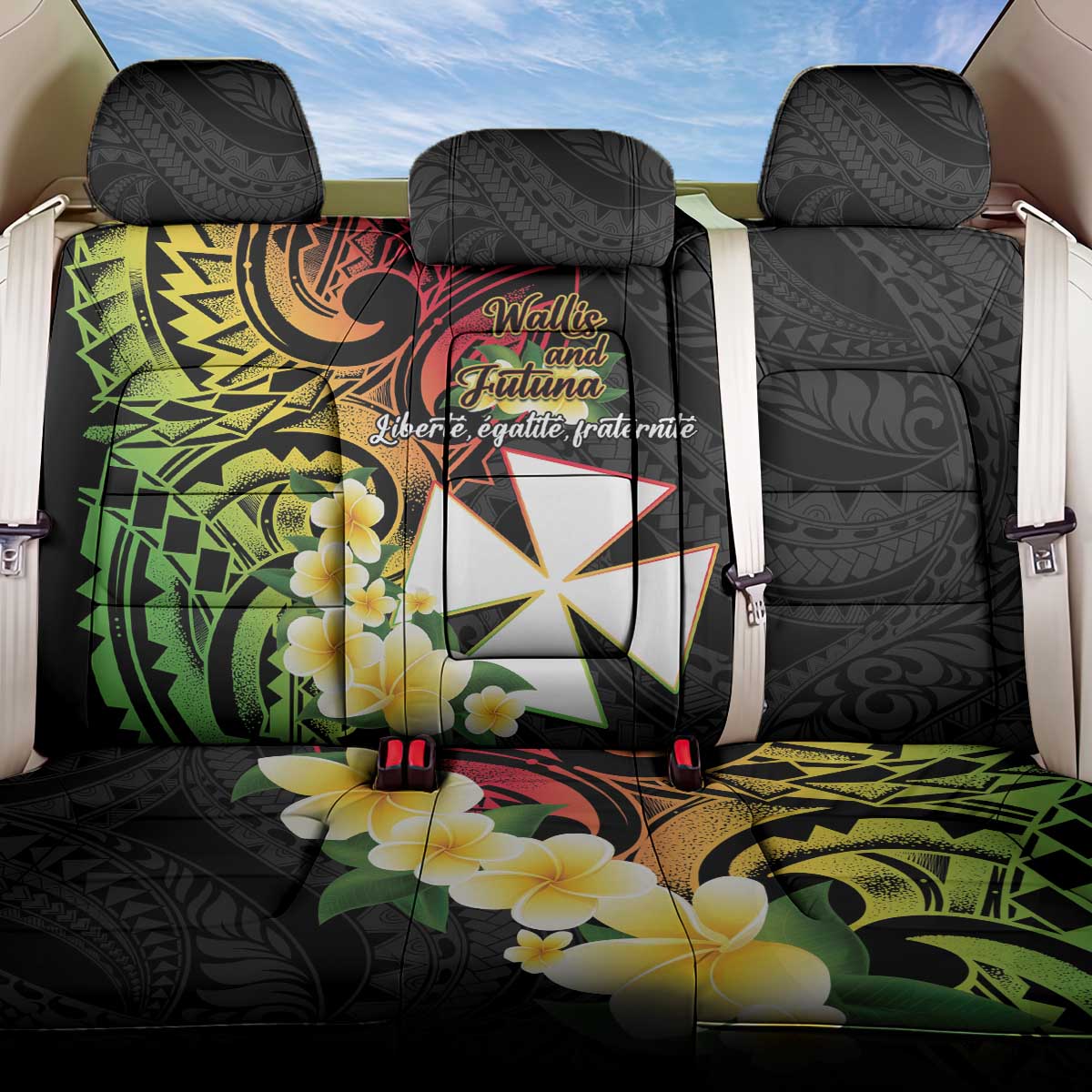 Wallis and Futuna Victory Day Back Car Seat Cover Liberty Equality Fraternity Polynesian Plumeria