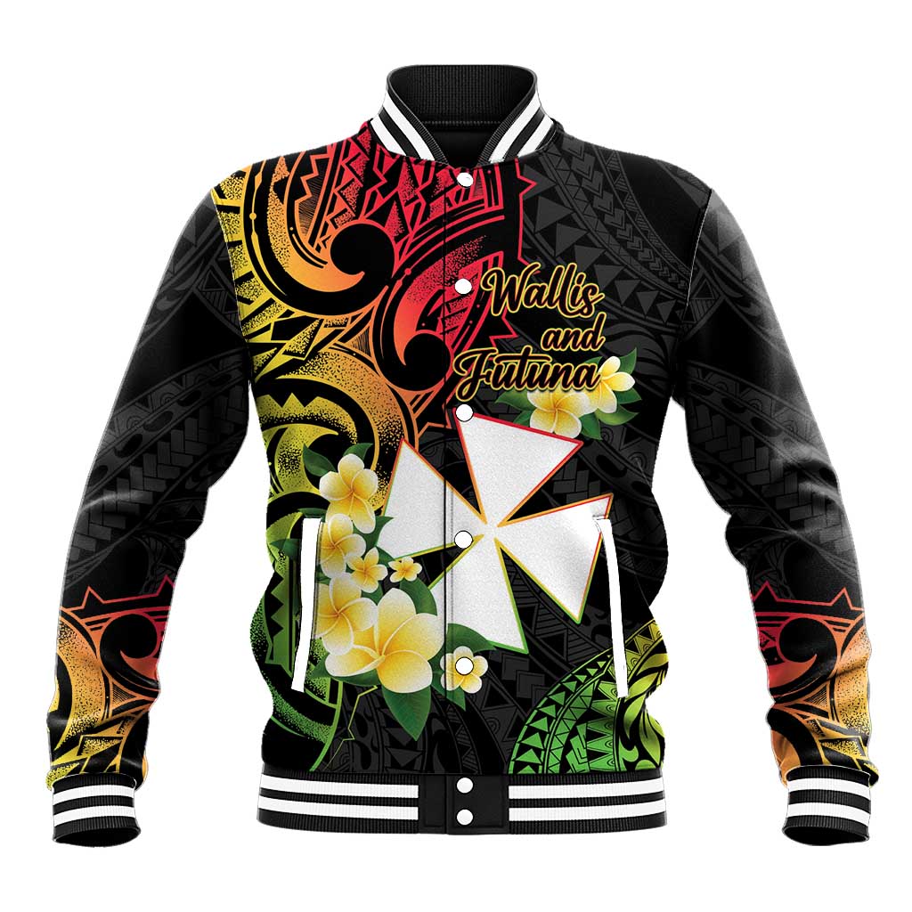Wallis and Futuna Victory Day Baseball Jacket Liberty Equality Fraternity Polynesian Plumeria