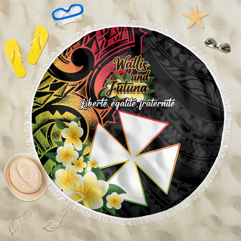 Wallis and Futuna Victory Day Beach Blanket Liberty Equality Fraternity Polynesian Plumeria
