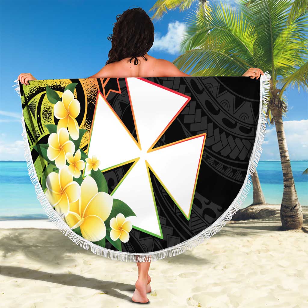 Wallis and Futuna Victory Day Beach Blanket Liberty Equality Fraternity Polynesian Plumeria