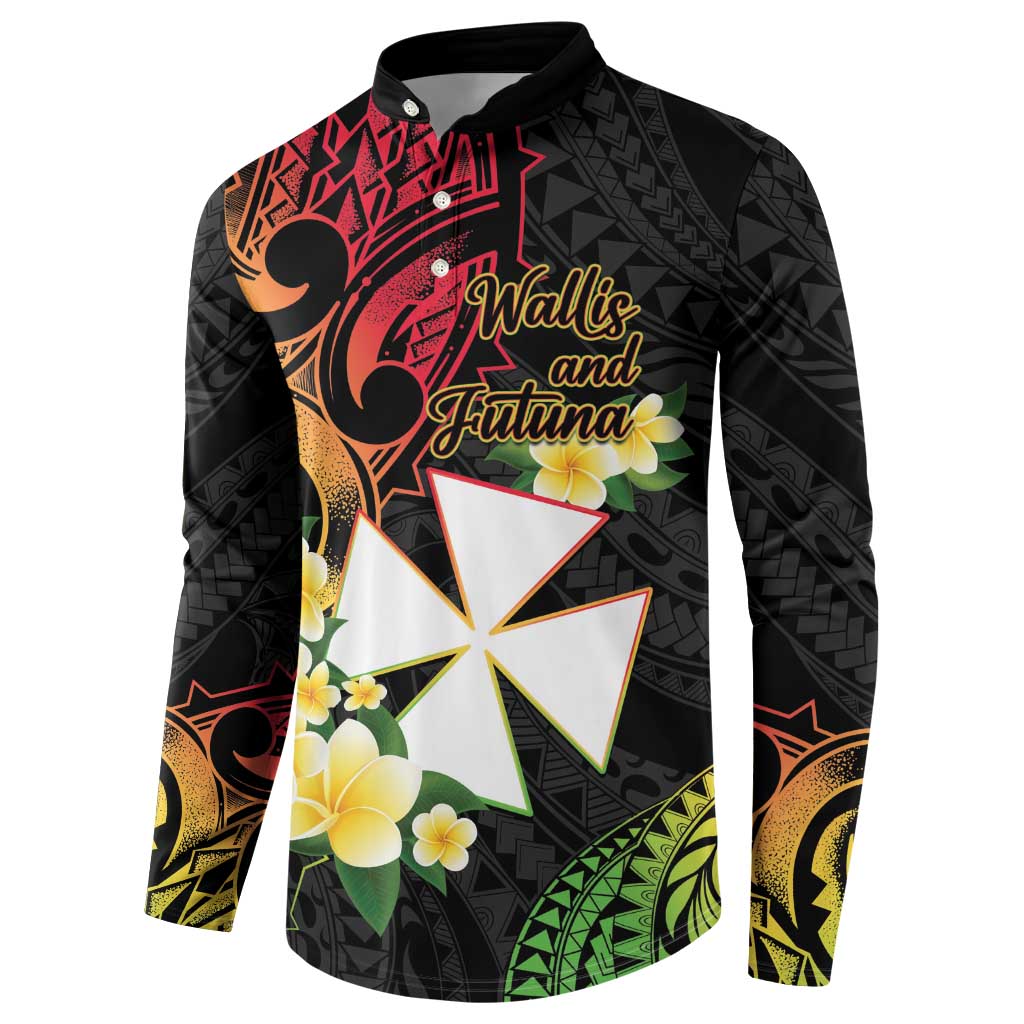 Wallis and Futuna Victory Day Button Sweatshirt Liberty Equality Fraternity Polynesian Plumeria