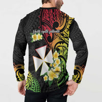 Wallis and Futuna Victory Day Button Sweatshirt Liberty Equality Fraternity Polynesian Plumeria
