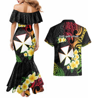 Wallis and Futuna Victory Day Couples Matching Mermaid Dress and Hawaiian Shirt Liberty Equality Fraternity Polynesian Plumeria