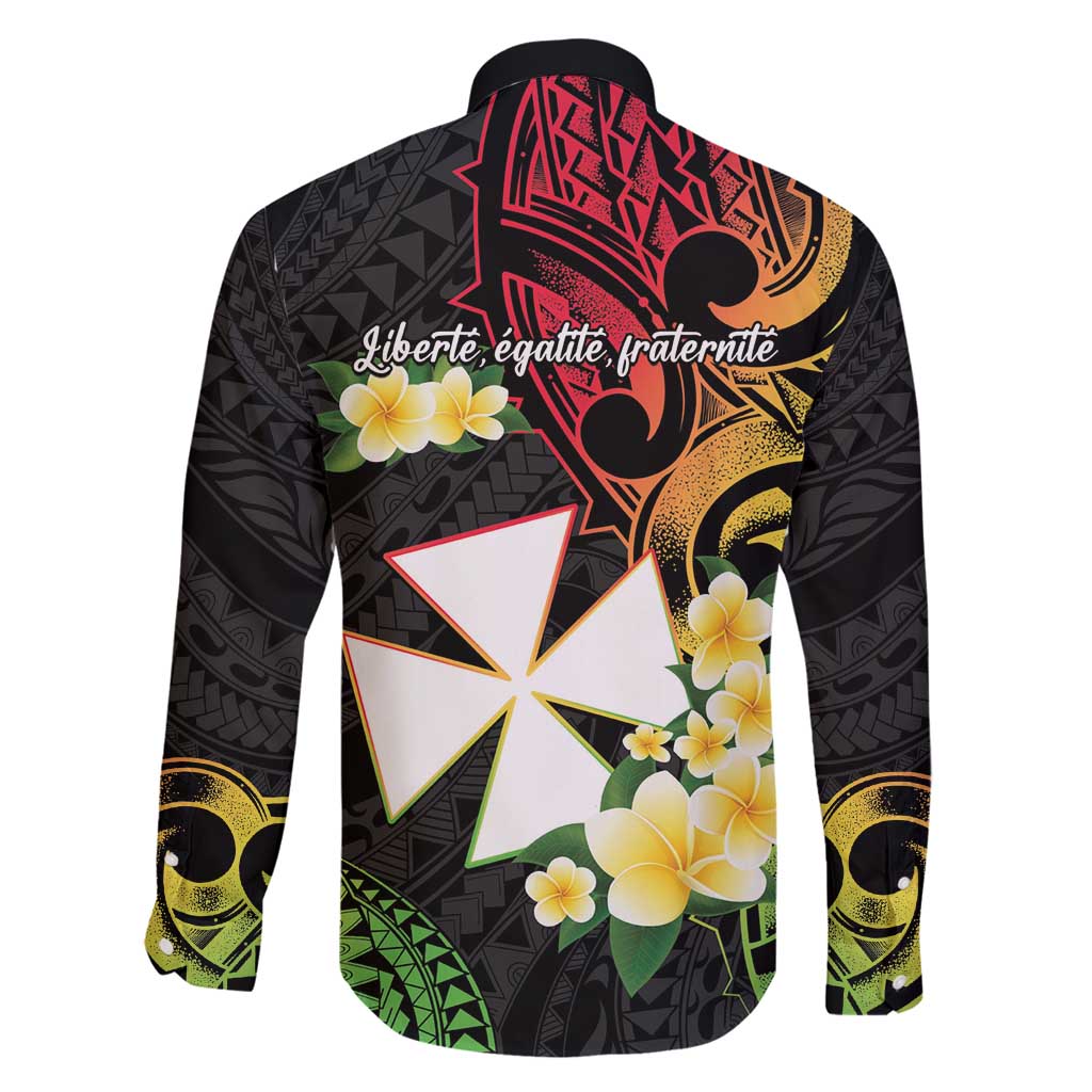 Wallis and Futuna Victory Day Family Matching Off Shoulder Short Dress and Hawaiian Shirt Liberty Equality Fraternity Polynesian Plumeria