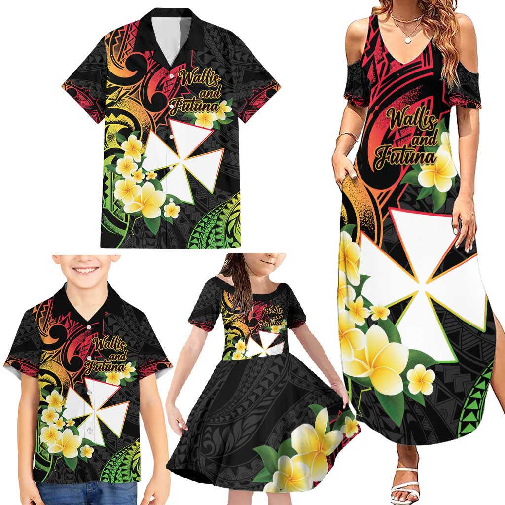 Wallis and Futuna Victory Day Family Matching Summer Maxi Dress and Hawaiian Shirt Liberty Equality Fraternity Polynesian Plumeria