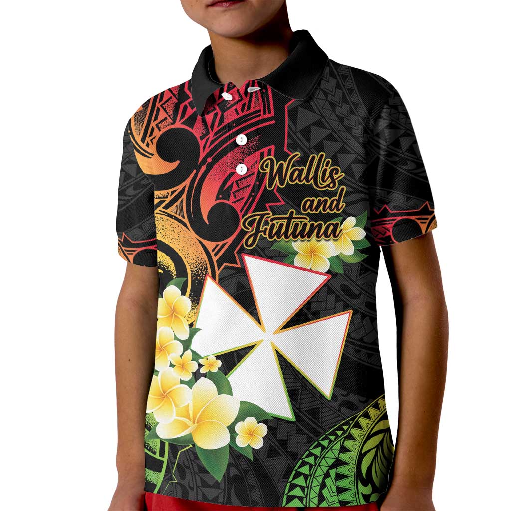 Wallis and Futuna Victory Day Kid Polo Shirt Liberty Equality Fraternity Polynesian Plumeria