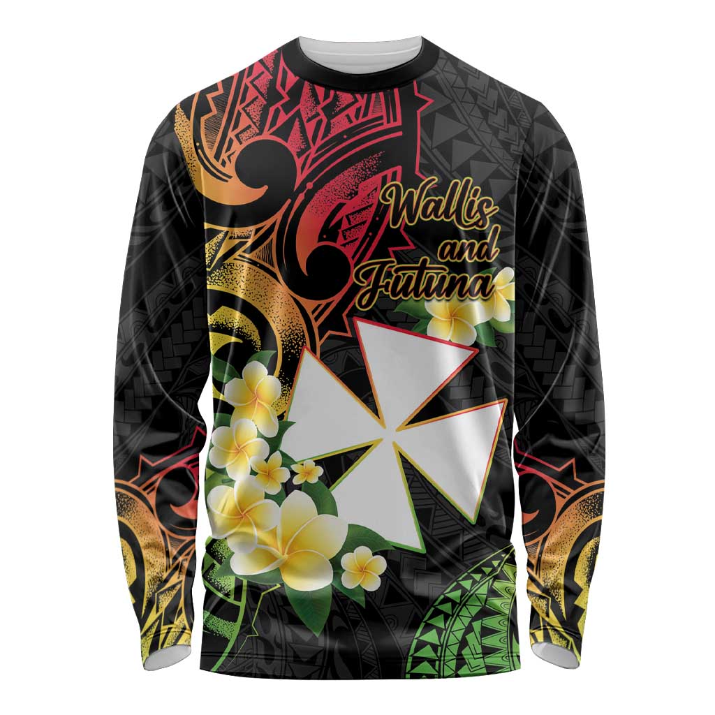 Wallis and Futuna Victory Day Long Sleeve Shirt Liberty Equality Fraternity Polynesian Plumeria