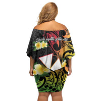 Wallis and Futuna Victory Day Off Shoulder Short Dress Liberty Equality Fraternity Polynesian Plumeria
