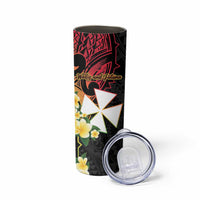 Wallis and Futuna Victory Day Skinny Tumbler Liberty Equality Fraternity Polynesian Plumeria
