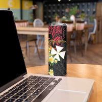 Wallis and Futuna Victory Day Skinny Tumbler Liberty Equality Fraternity Polynesian Plumeria