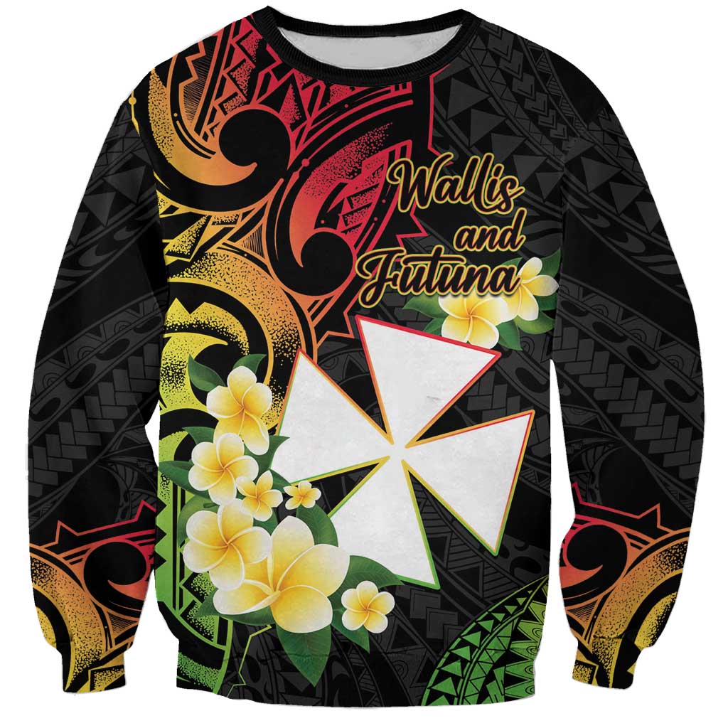 Wallis and Futuna Victory Day Sweatshirt Liberty Equality Fraternity Polynesian Plumeria