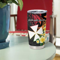 Wallis and Futuna Victory Day Tumbler Cup Liberty Equality Fraternity Polynesian Plumeria