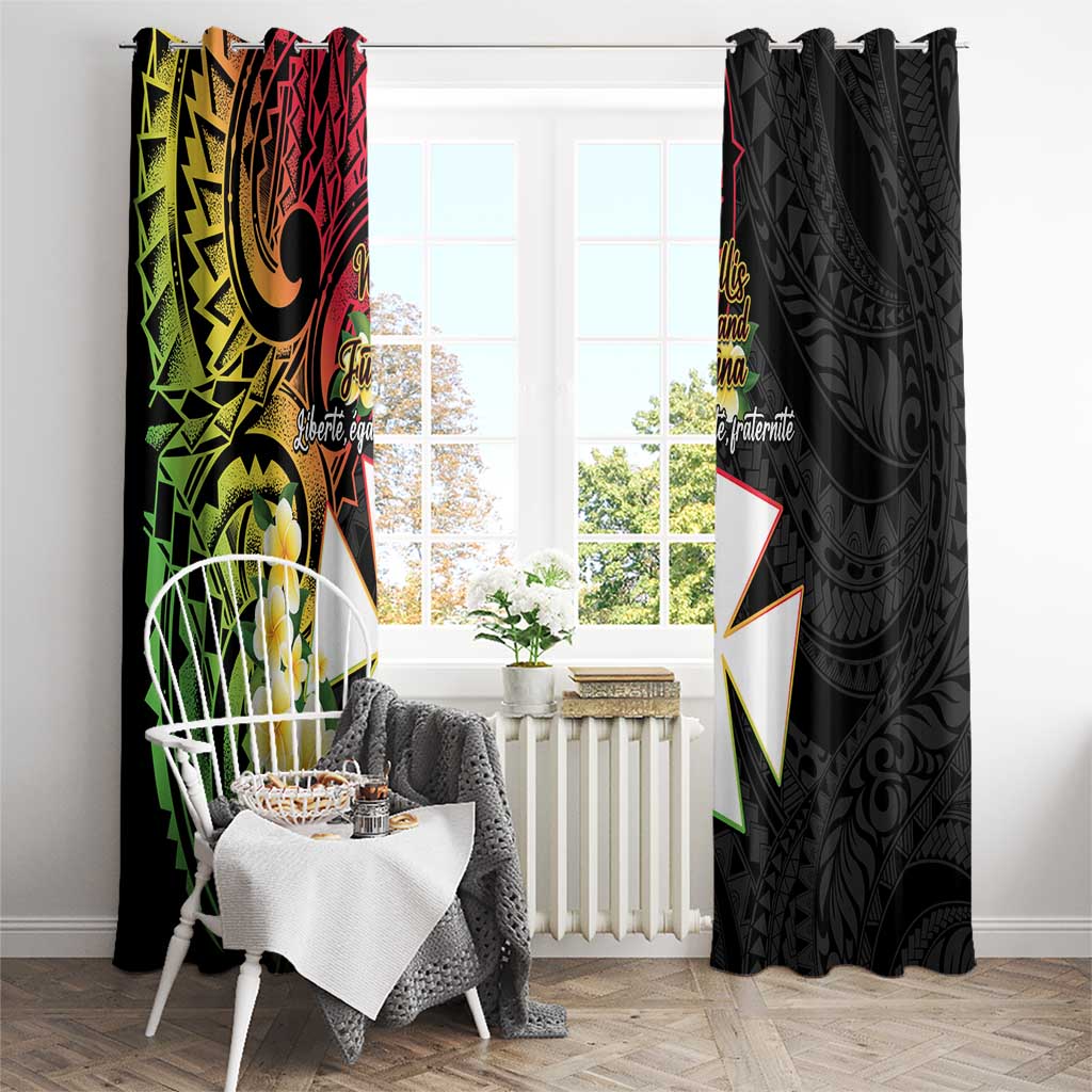 Wallis and Futuna Victory Day Window Curtain Liberty Equality Fraternity Polynesian Plumeria